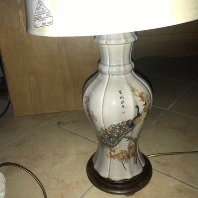 Japanese Ceramic Table Lamp with Peacock Motif-WQQ-1704802