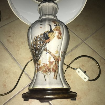 Japanese Ceramic Table Lamp with Peacock Motif-WQQ-1704802