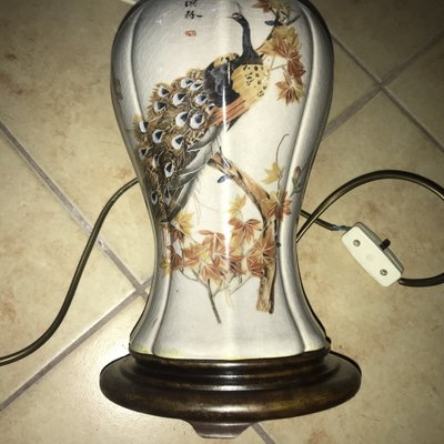 Japanese Ceramic Table Lamp with Peacock Motif-WQQ-1704802