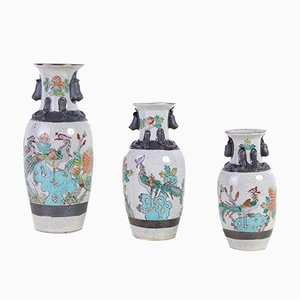 Japanese Ceramic Vases, Early 1900s, Set of 3-XSG-947198