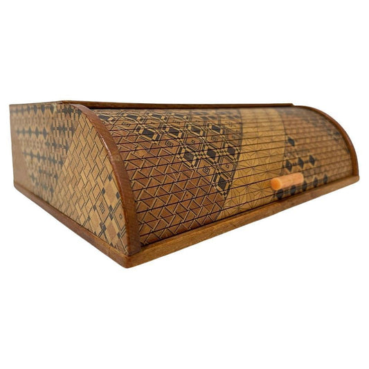 Japanese Kobako Yosegi Zaiku Marquetry Roll-Top Box