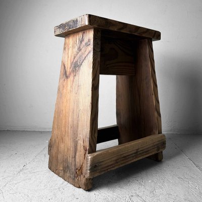 Japanese Minimalist Fumidai Steet Wooden Stool, 1940s-DWL-1786951