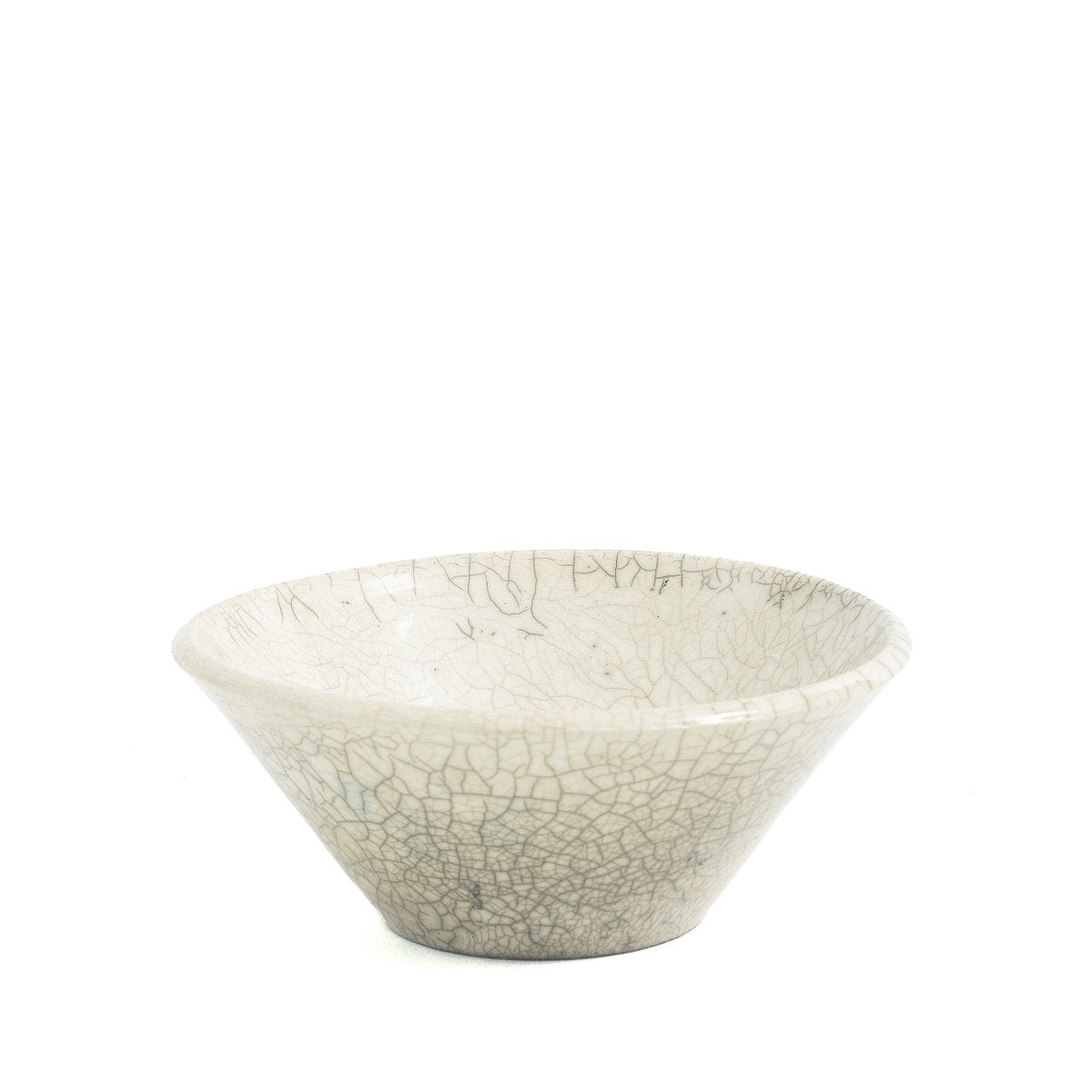 Japanese Minimalistic Crackle White Raku Ceramics Moon Bowls by Laab Milano, Set of 4