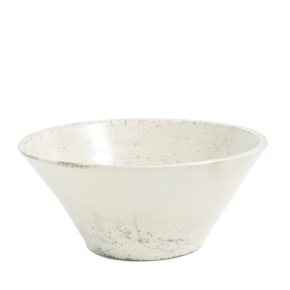 Japanese Minimalistic Crackle White Raku Ceramics Moon Bowls by Laab Milano, Set of 4