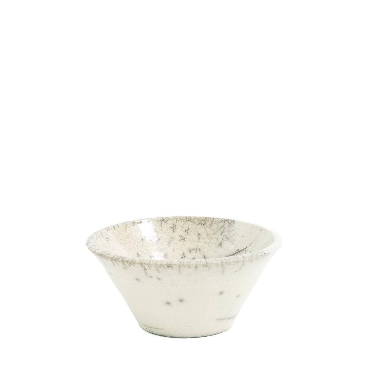 Japanese Minimalistic Crackle White Raku Ceramics Moon Bowls by Laab Milano, Set of 4