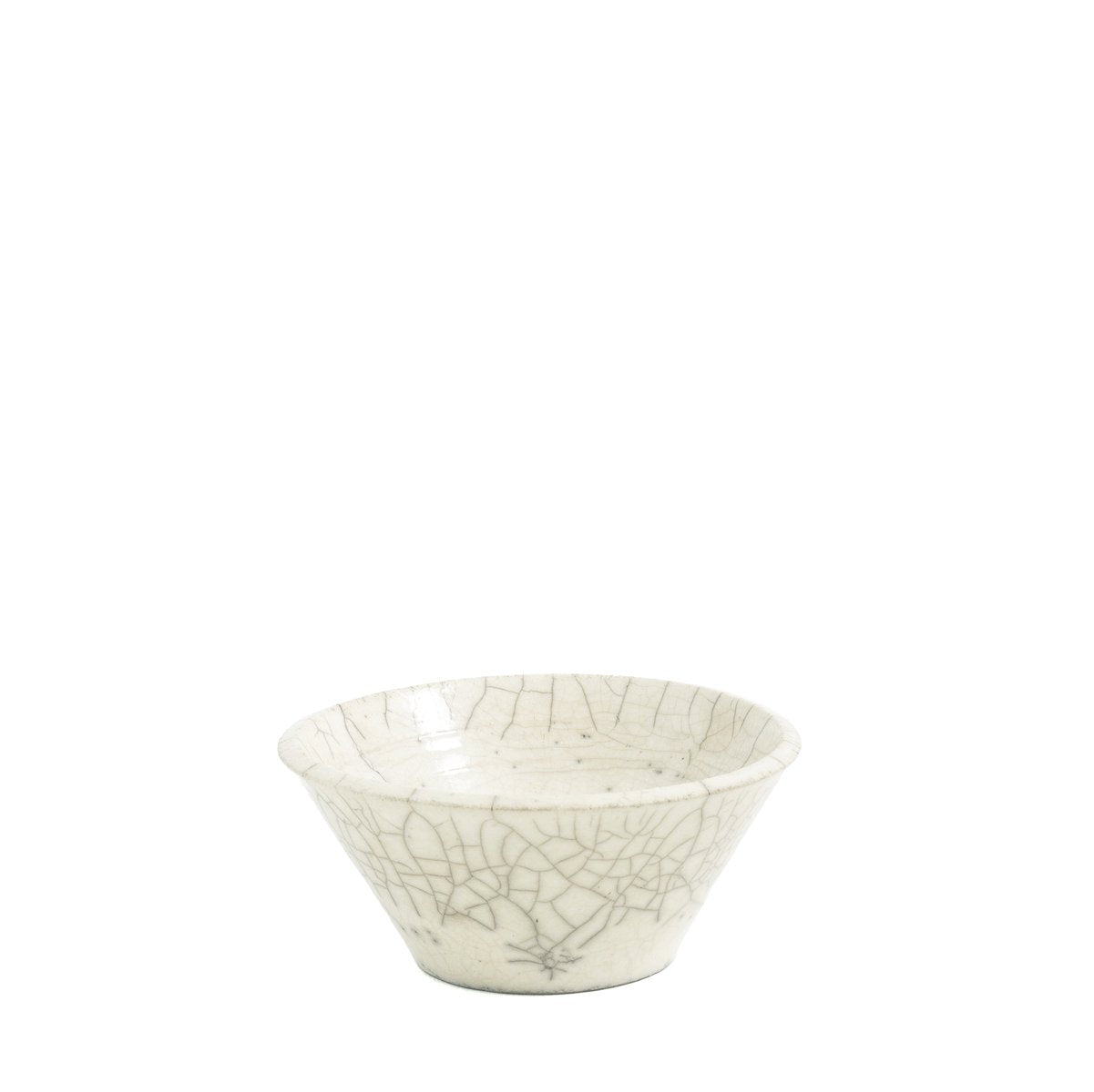 Japanese Minimalistic Crackle White Raku Ceramics Moon Bowls by Laab Milano, Set of 4