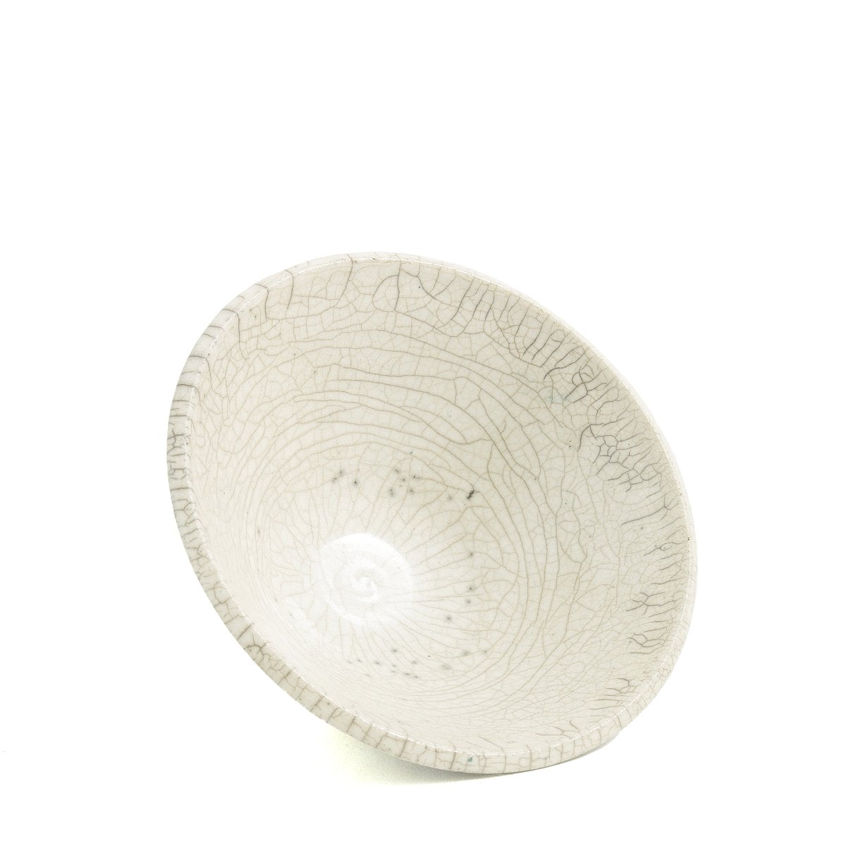 Japanese Minimalistic Crackle White Raku Ceramics Moon Bowls by Laab Milano, Set of 4