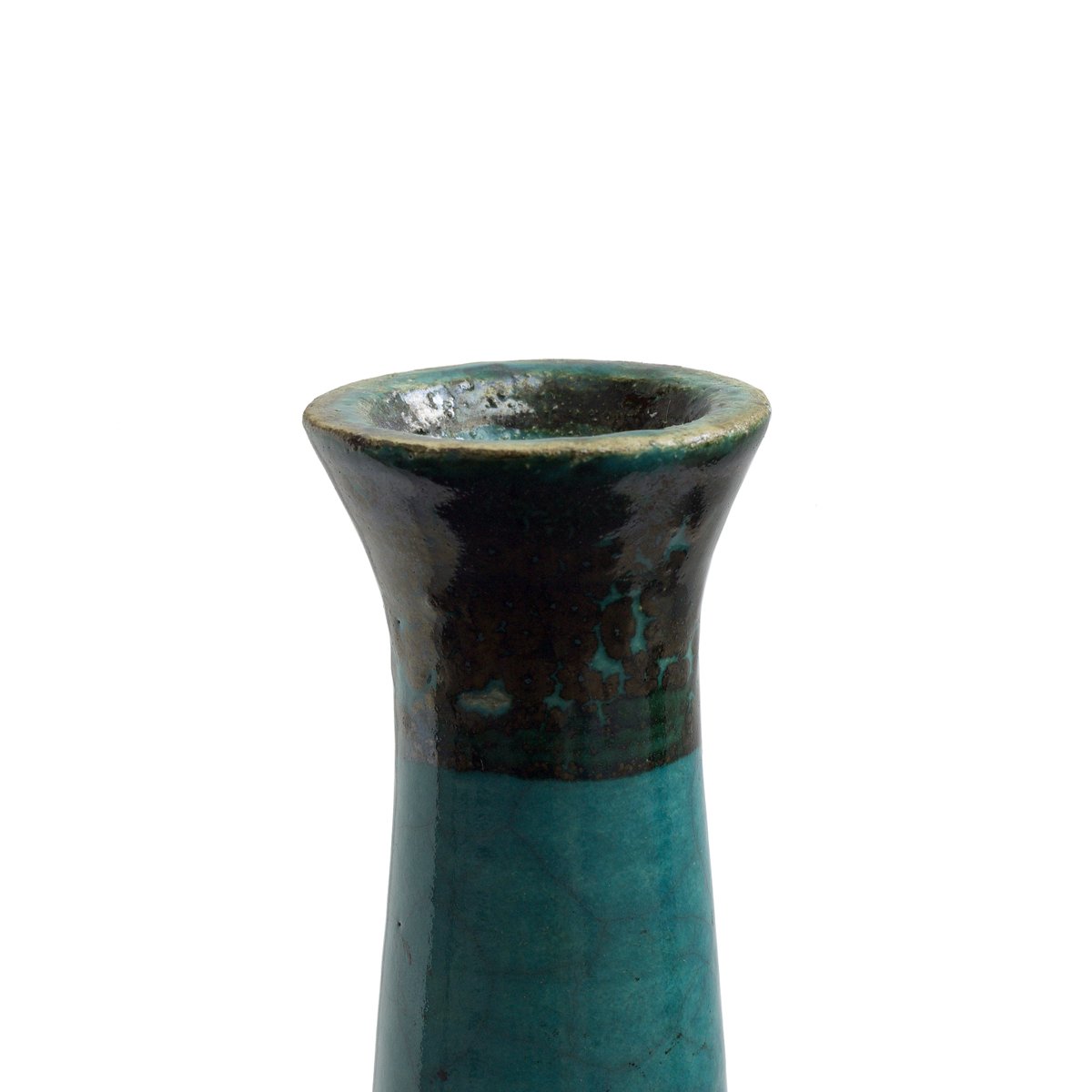 Japanese Modern Black Green Tamu Raku Ceramic Candle Holders by Laab Milano, Set of 2