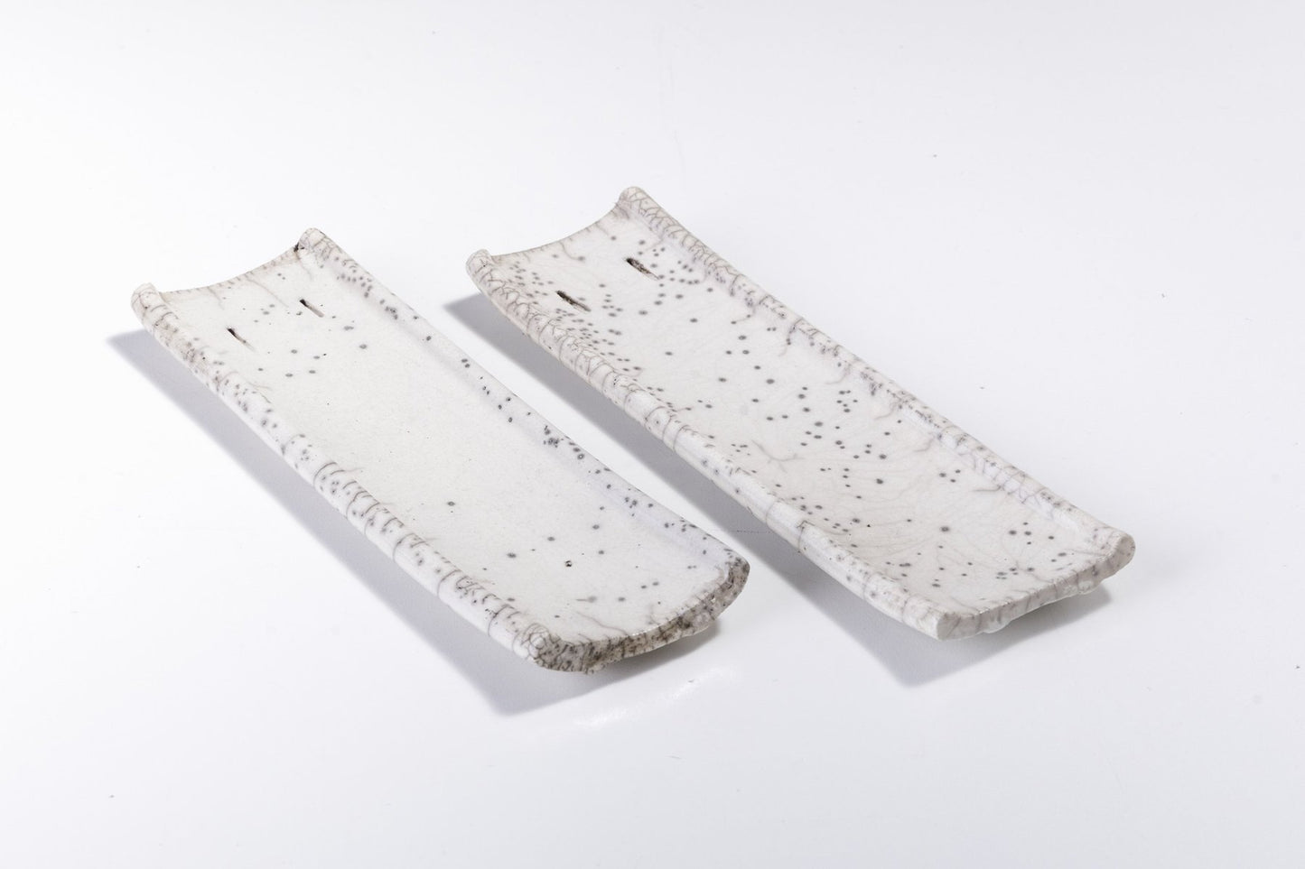 Japanese Modern White Crackle Incense Holders from Laab Milano, Set of 2