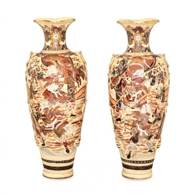 Japanese Outdoor Satsuma Vases, Set of 2-WMV-1129367