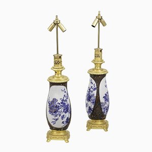 Japanese Porcelain and Gilt Bronze Lamps, 1880s, Set of 2-CEJ-702216