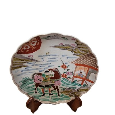 Japanese Porcelain Imari Plate with Samurai, 1890s-VHW-2016018