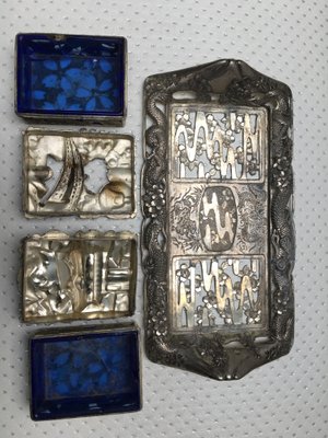 Japanese Silver Plated Cigarette Set, 1950s, Set of 3-WQQ-646907