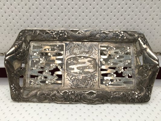 Japanese Silver Plated Cigarette Set, 1950s, Set of 3-WQQ-646907