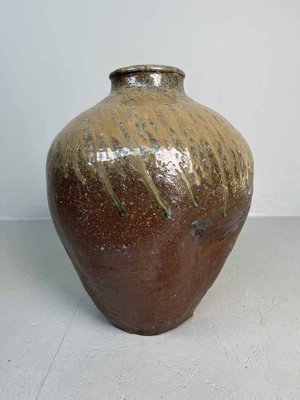 Japanese Tea Leaf Jar in Brown Ceramic-DWL-1413847