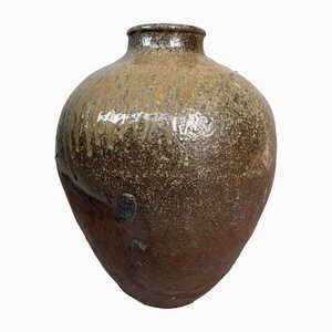 Japanese Tea Leaf Jar in Brown Ceramic-DWL-1413847