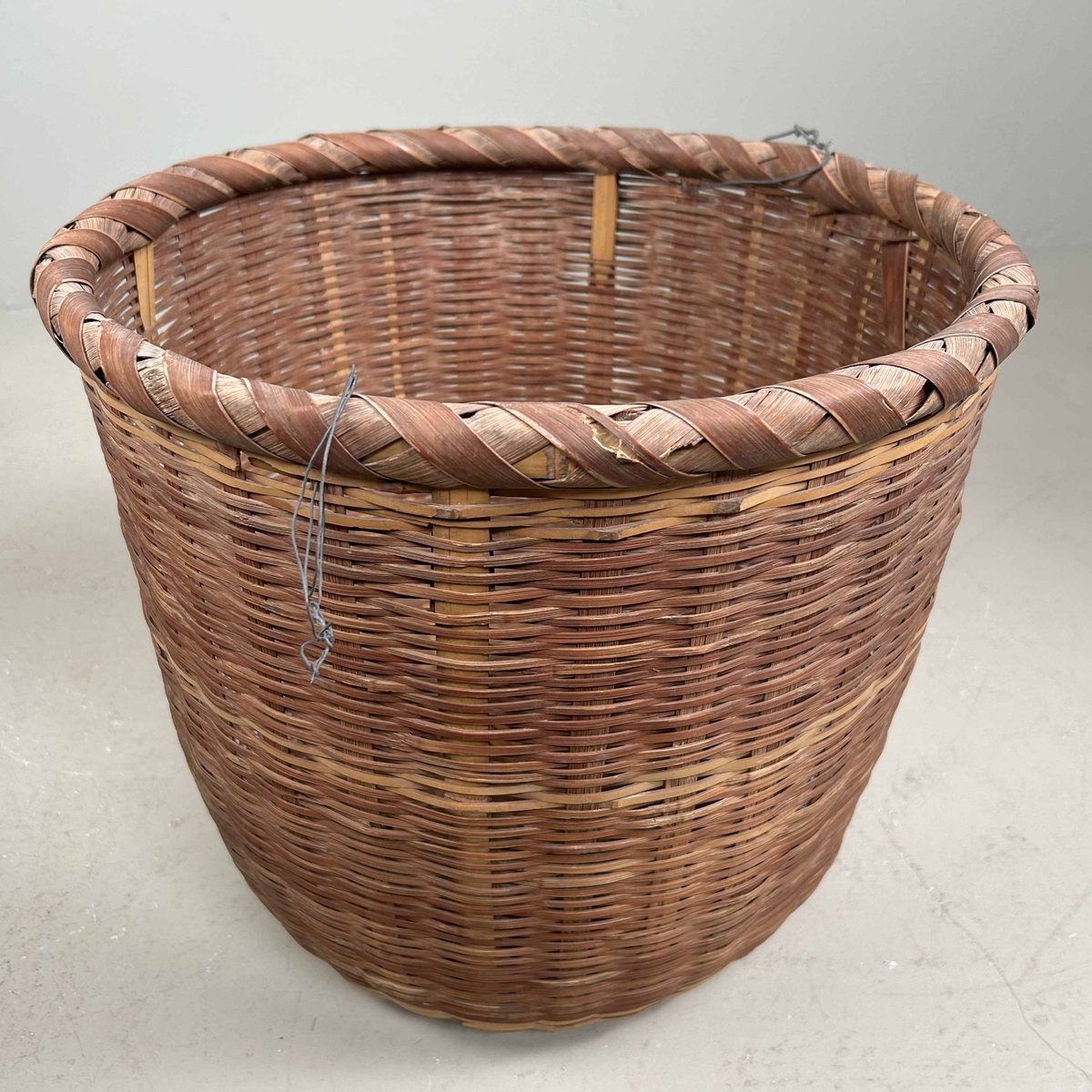 Japanese Traditional Okimono Kago Storage Basket in Bamboo, 1940s