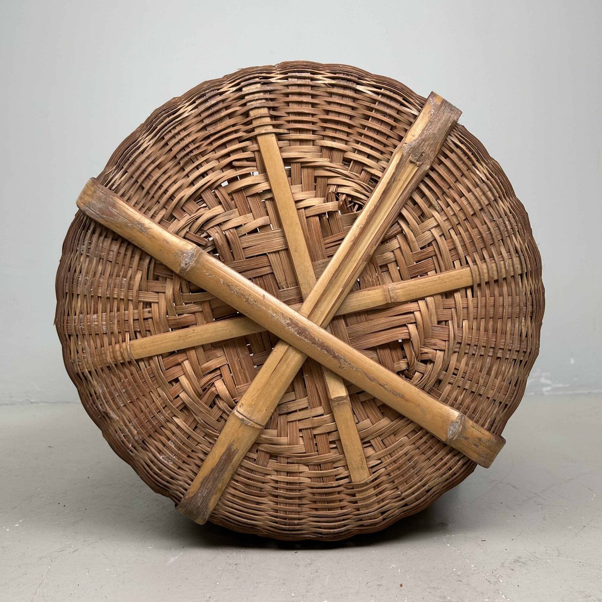 Japanese Traditional Okimono Kago Storage Basket in Bamboo, 1940s