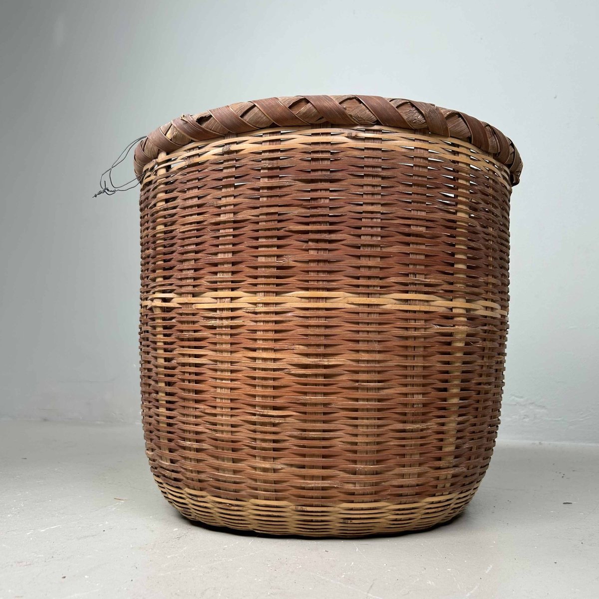 Japanese Traditional Okimono Kago Storage Basket in Bamboo, 1940s