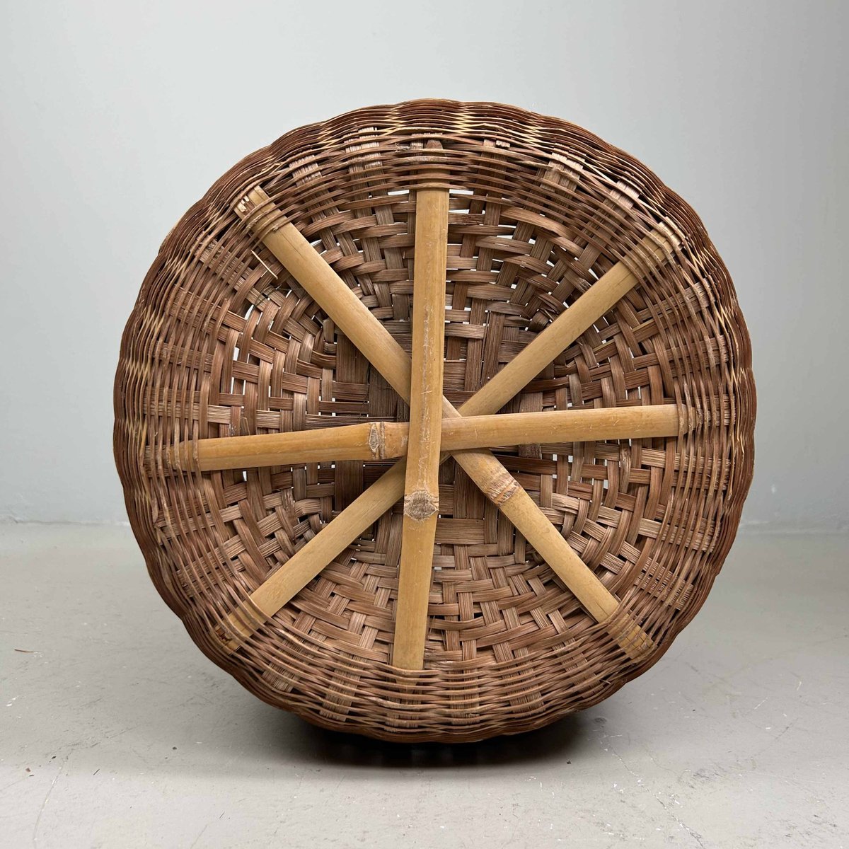 Japanese Traditional Okimono Kago Storage Basket in Bamboo, 1940s