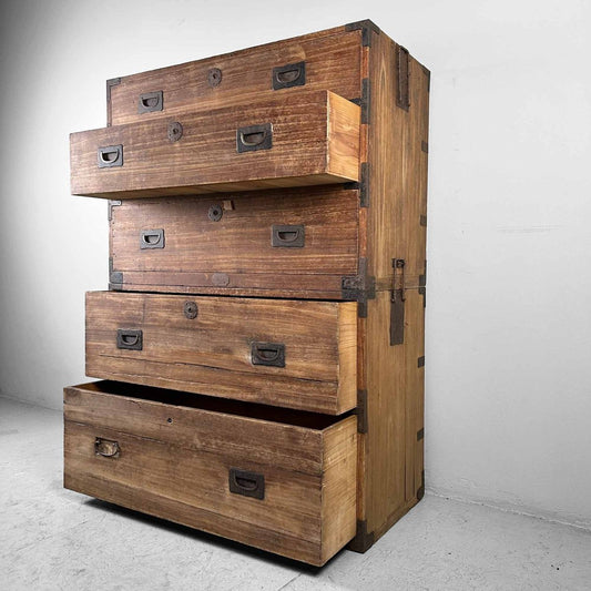 Japanese Two-Part Kimono Tansu Chests of Drawers, 1890s, Set of 2