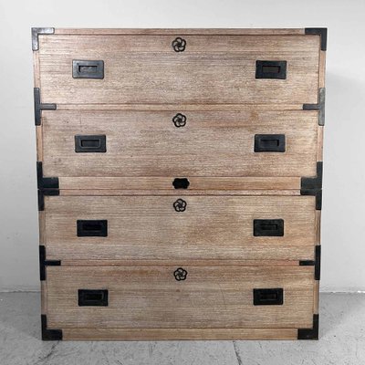 Japanese Two-Part Kimono Tansu Paulownia Chests of Drawers, 1960s, Set of 2-DWL-1802944