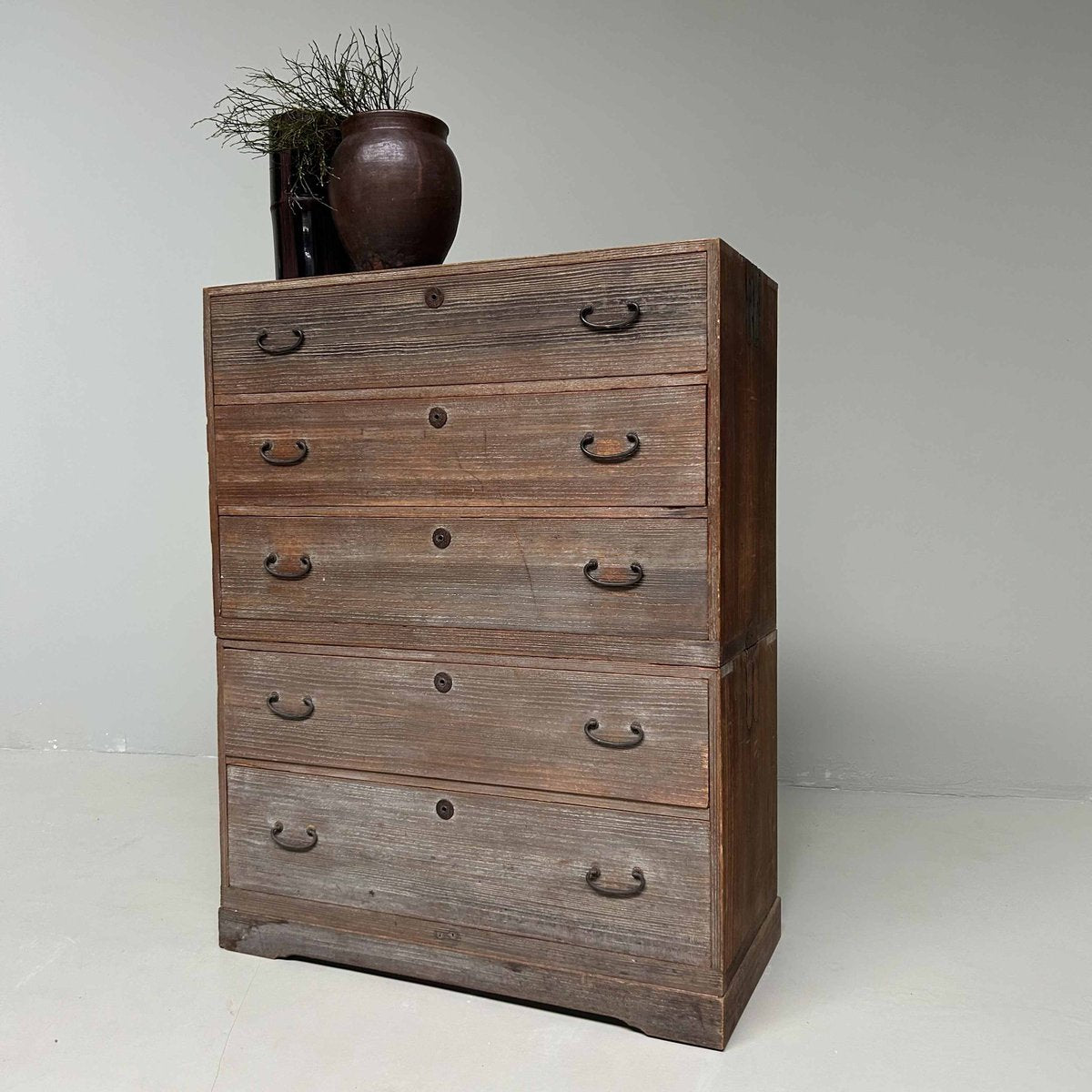 Japanese Two-Piece Kimono Paulownia Tansu Chest of Drawers, 1960s