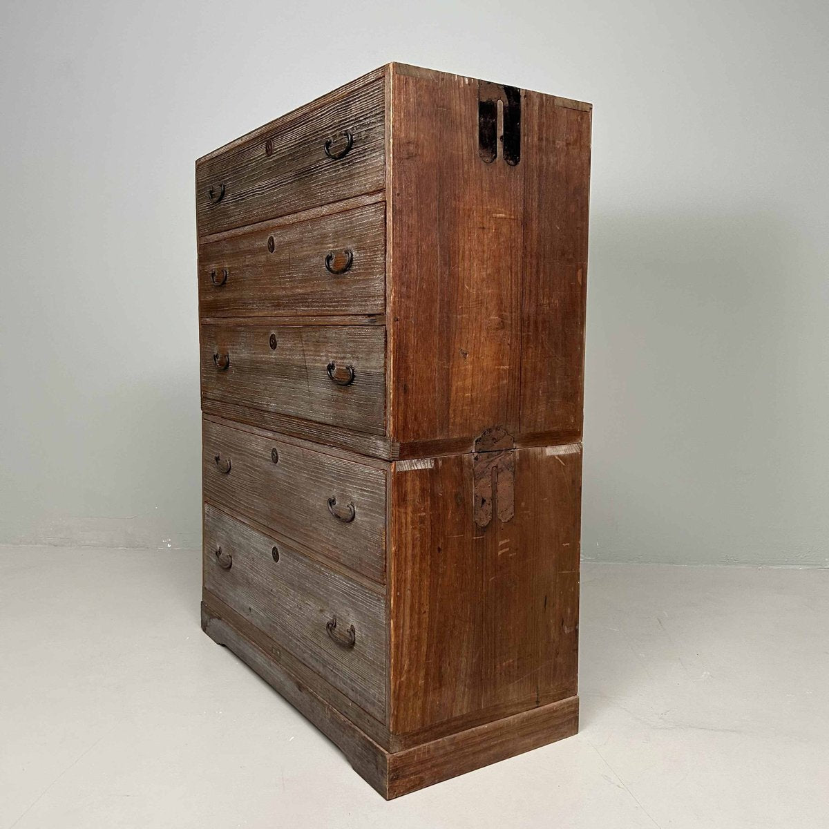 Japanese Two-Piece Kimono Paulownia Tansu Chest of Drawers, 1960s