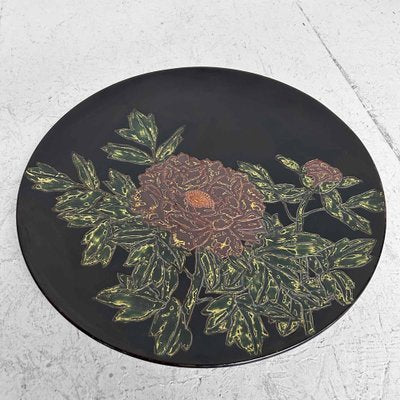 Japanese Urushi-Suri Lacquer Bowl with Floral Design, 1940s-DWL-1786922