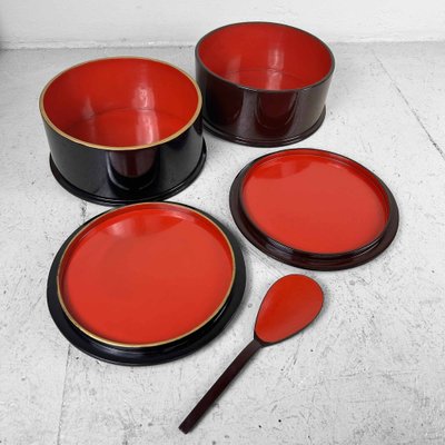 Japanese War Lacquerware Chabitsu Set, 1960s, Set of 4-DWL-1761665