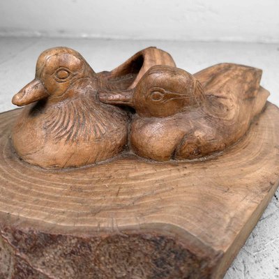 Japanese Waterfowl in Carved Wood, 1940s-DWL-1761025