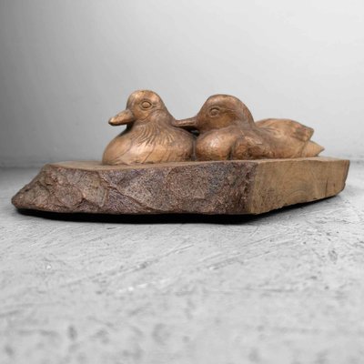 Japanese Waterfowl in Carved Wood, 1940s-DWL-1761025