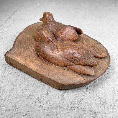 Japanese Waterfowl in Carved Wood, 1940s-DWL-1761025