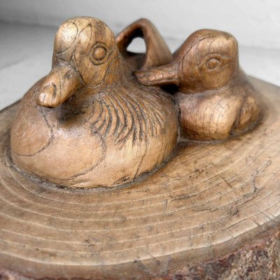 Japanese Waterfowl in Carved Wood, 1940s-DWL-1761025