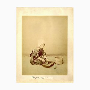 Japanese Woman Cooking by Shin E Do - Hand-Colored Albumen Print 1870/1890 1870/1890-ZCI-757118