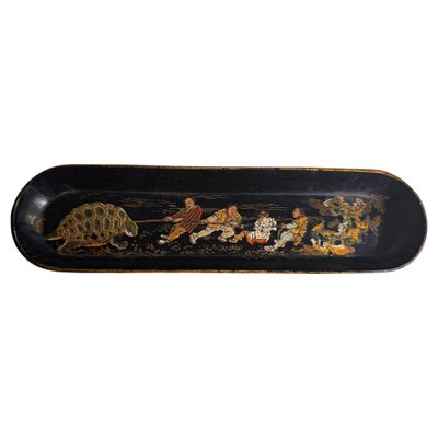 Japanese Wooden Pen Holder in Black and Gold Color-UR-1820302