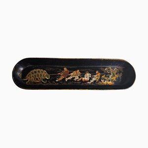 Japanese Wooden Pen Holder in Black and Gold Color-UR-1820302