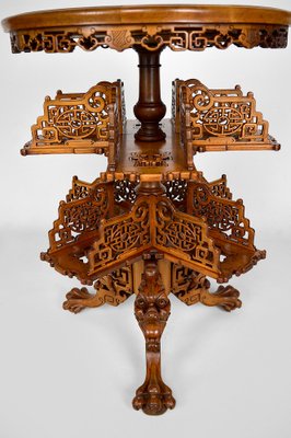 Japonaiserie Pedestal Table with Shelves Attributed to Gabriel Viardot, 1880s-XNH-1022792