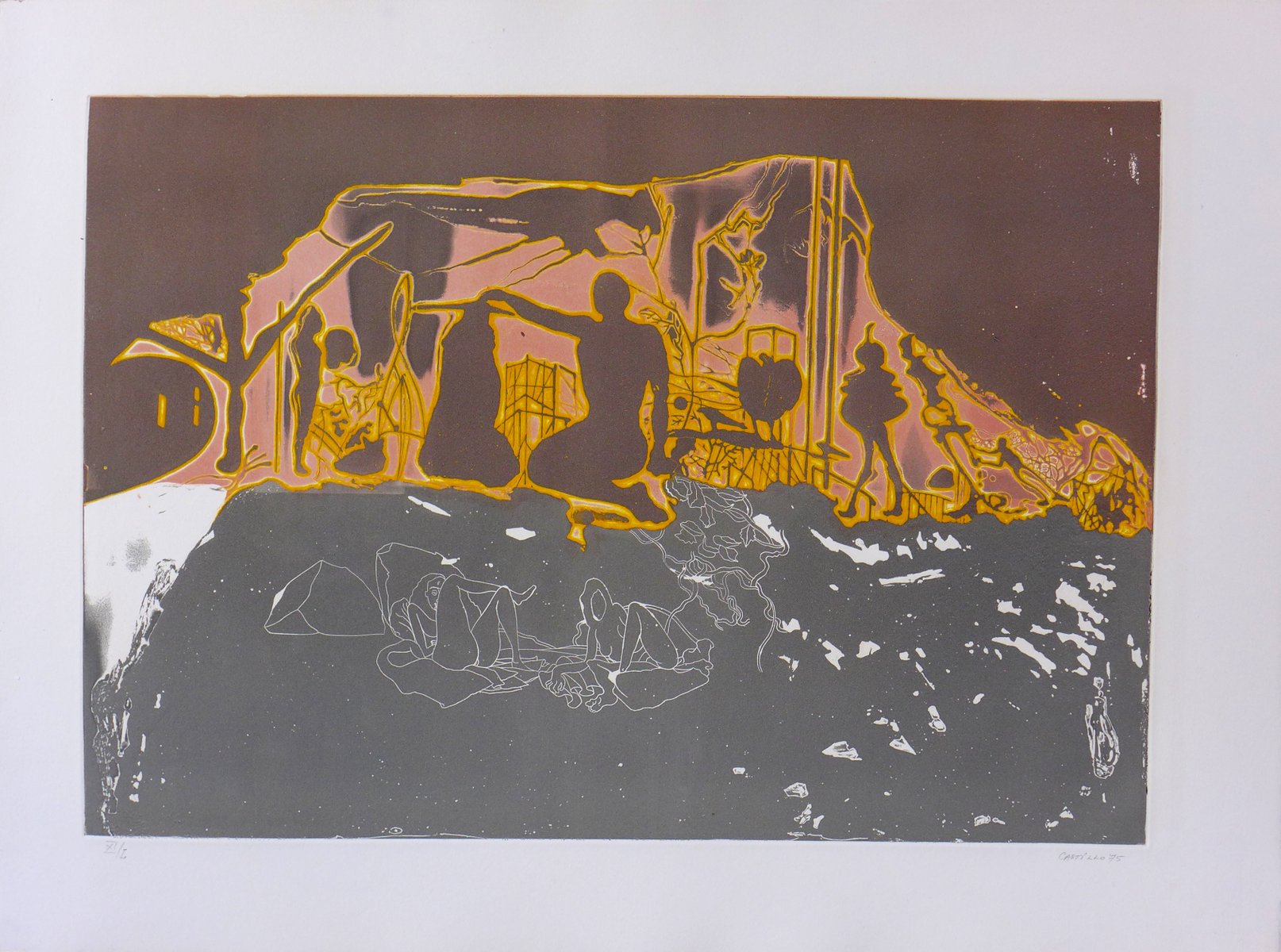 Jardin de Noche Etching and Aquatint by Jorge Castillo, 1975