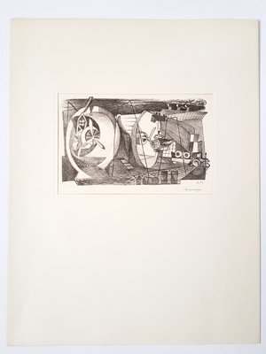 Jaroslav Lukavsky, Plane Engine Testing Berlin Adlershof, Original Lithograph, 1944-IND-956103