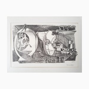 Jaroslav Lukavsky, Plane Engine Testing Berlin Adlershof, Original Lithograph, 1944-IND-956103