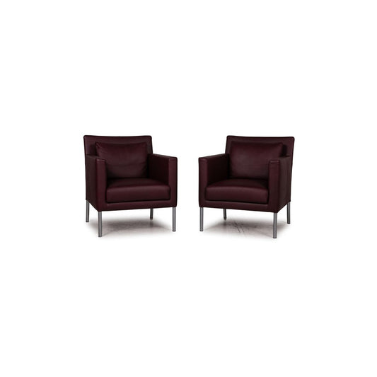 Jason Dark Red Leather Armchair from Walter Knoll / Wilhelm Knoll, Set of 2