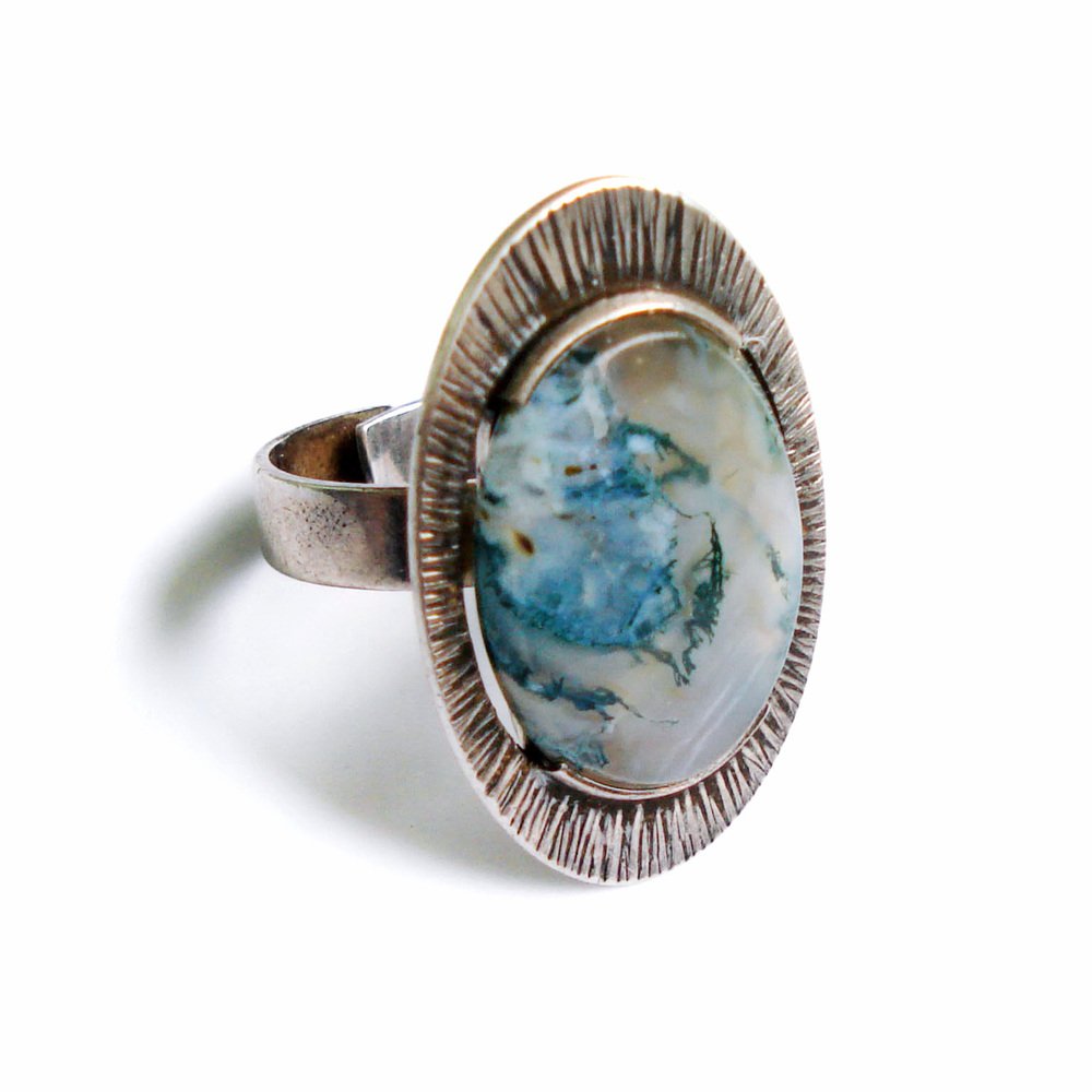 Jasper and Silver Ring by Kupittaan Kulta, Finland