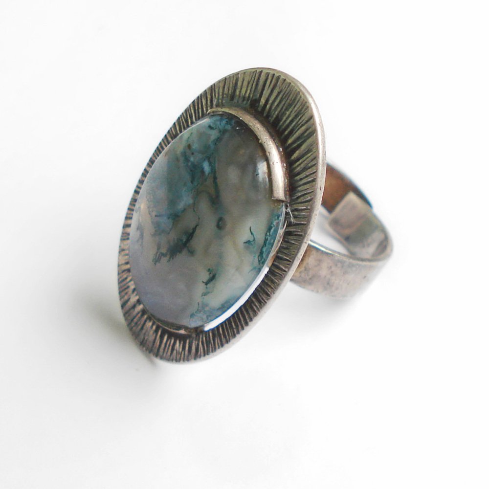 Jasper and Silver Ring by Kupittaan Kulta, Finland