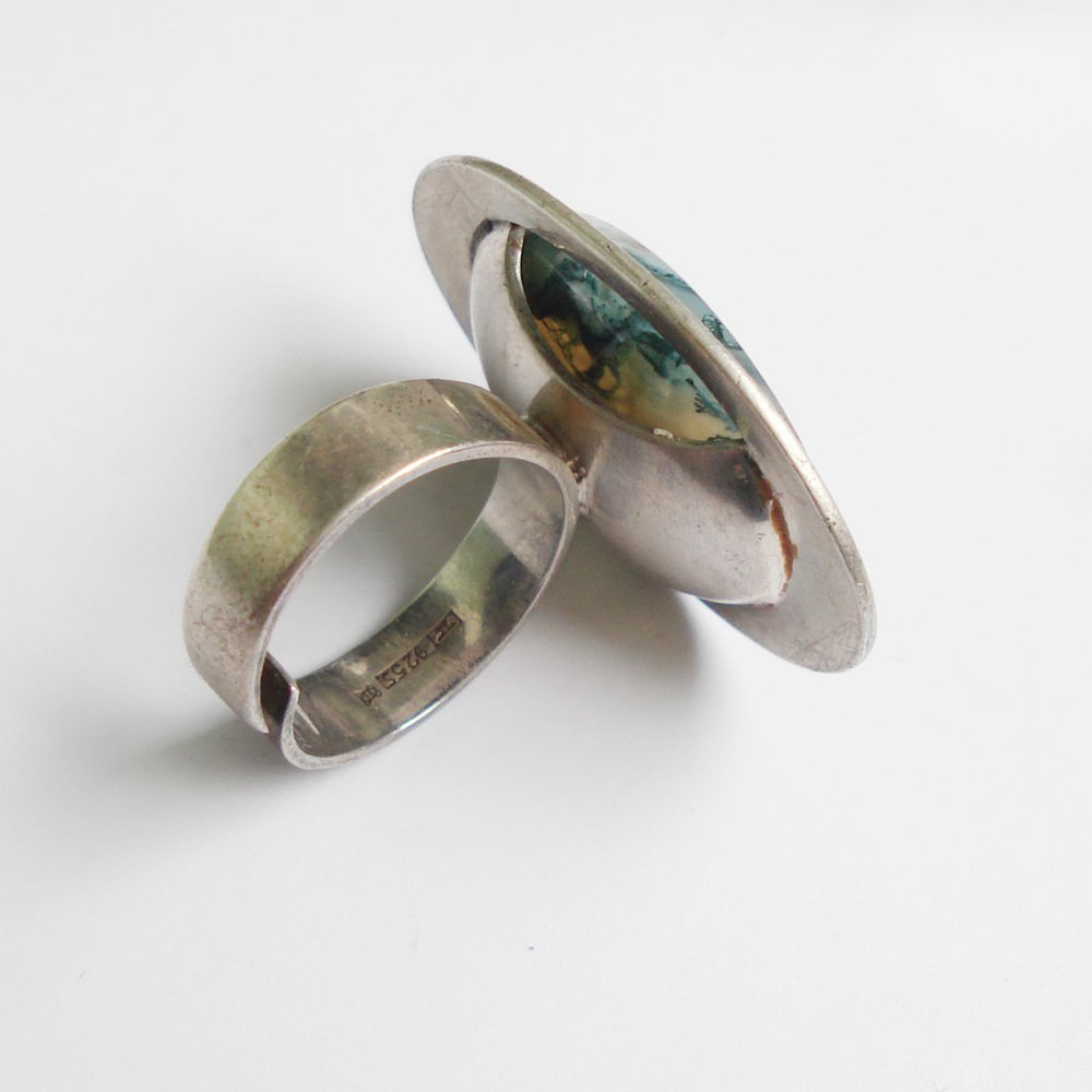 Jasper and Silver Ring by Kupittaan Kulta, Finland