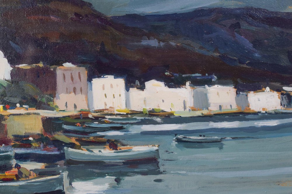 Jaume Mariné i Albamonte, Coastal Seascape of Cadaques, 20th Century, Oil on Board