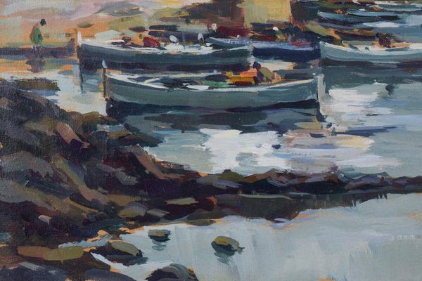 Jaume Mariné i Albamonte, Coastal Seascape of Cadaques, 20th Century, Oil on Board-AOI-1123068