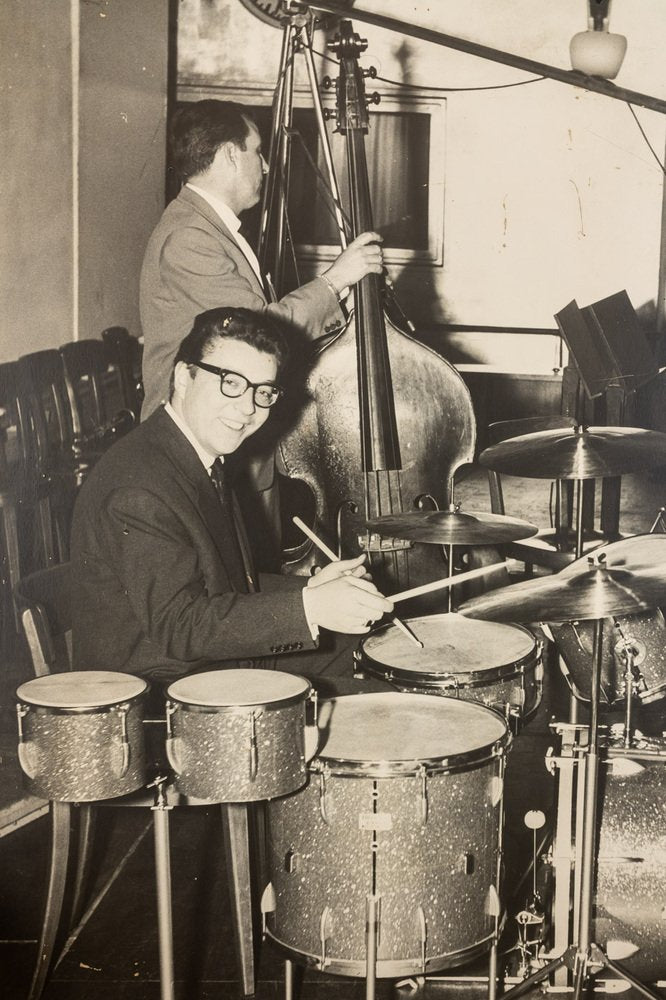 Jazz Band, Black & White Photograph on Wooden Board, 1940s