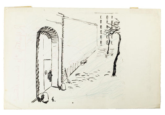 Je suis une détenue - Chap. I - China Ink Drawing by T. van Elsen - 1950s 1950s