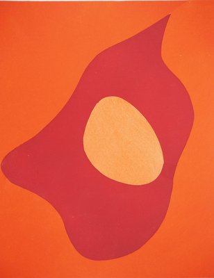 Jean Arp, Profile on Orange Background, Lithograph and Stencil-KHH-2023116